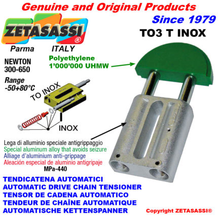 ZETASASSI TO3TASA80TINOX Automatic linear drive inox chain tensioner