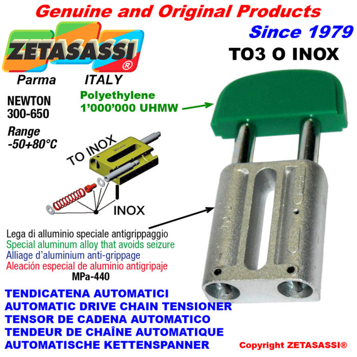 ZETASASSI TO3OASA80SINOX Automatic linear drive inox chain tensioner