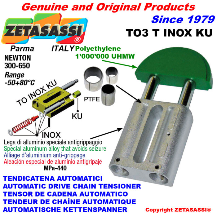 ZETASASSI TO3TASA80TINOXKU Automatic linear drive inox chain tensioner