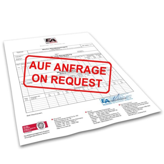 END-Armaturen APZ31-ANFRAGE Inspection certificate acc. to DIN EN 10204-3.1